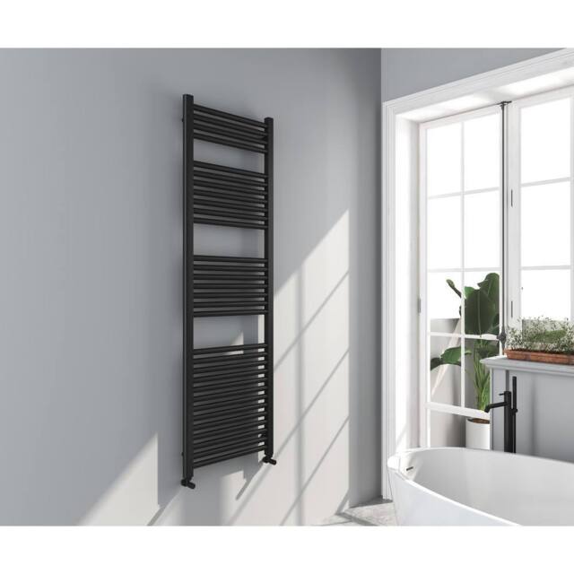Bathroom Kingdom Omata Black Straight Heated Towel Rail 1600x500mm - image 1