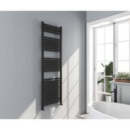 Bathroom Kingdom Omata Black Straight Heated Towel Rail 1600x500mm - thumbnail 1