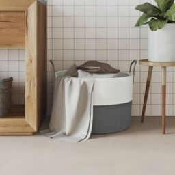 Berkfield Home Storage Basket Grey & White √ò51x33 cm Cotton - Size: 51x33 cm - thumbnail 3
