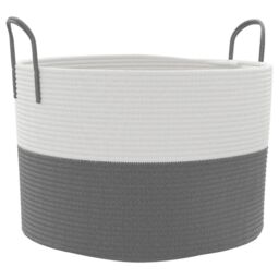 Berkfield Home Storage Basket Grey & White √ò51x33 cm Cotton - Size: 51x33 cm - thumbnail 2