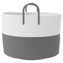 Berkfield Home Storage Basket Grey & White √ò51x33 cm Cotton - Size: 51x33 cm - thumbnail 5
