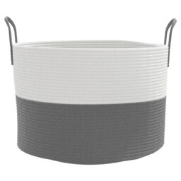 Berkfield Home Storage Basket Grey & White √ò51x33 cm Cotton - Size: 51x33 cm - thumbnail 4