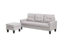 LUXURY LIFE Lunara Linen Fabric Reversible Sectional 3 Seater Sofa in Light Sand - thumbnail 3
