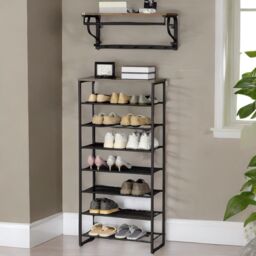 Rafaelo Mobilia Tall Shoe Shelf for 21-28 Pairs of Shoes in Grey - thumbnail 3