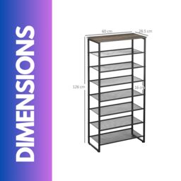 Rafaelo Mobilia Tall Shoe Shelf for 21-28 Pairs of Shoes in Grey - thumbnail 6