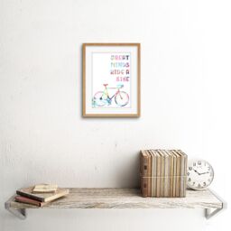 "Artery8 Wall Art Print Bicycle Colourful Great Minds Ride Framed in Beige - Size: W7"" x H9""" - thumbnail 2
