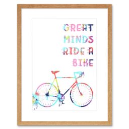 "Artery8 Wall Art Print Bicycle Colourful Great Minds Ride Framed in Beige - Size: W7"" x H9""" - thumbnail 1