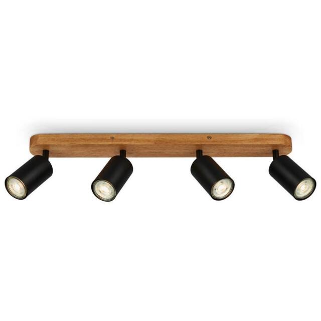 B.K.Licht Black Wood Ceiling Light Spotlight 3-Way Spot GU10 Bulb Not Incl 550mm - image 1