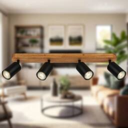 B.K.Licht Black Wood Ceiling Light Spotlight 3-Way Spot GU10 Bulb Not Incl 550mm - thumbnail 8
