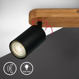 B.K.Licht Black Wood Ceiling Light Spotlight 3-Way Spot GU10 Bulb Not Incl 550mm - thumbnail 3