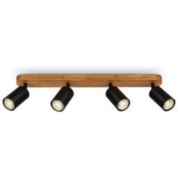 B.K.Licht Black Wood Ceiling Light Spotlight 3-Way Spot GU10 Bulb Not Incl 550mm - thumbnail 1