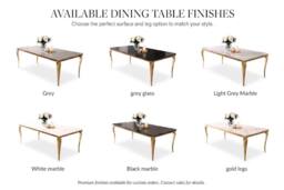Stratus Interiors Louis Marble Top Dining Table with Sculpted Metal Legs in Off-White - Size: 180 cm x 90 cm - thumbnail 5