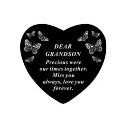 David Fischhoff Black Graveside Memorial Butterfly Heart Ornament Plaque - Grandson - thumbnail 1