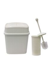 JVL Loop Toilet Brush & Rectangular Lidded Bin in Grey - thumbnail 2