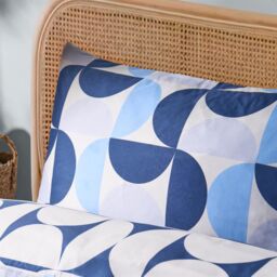 OHS Moroccan Abstract Microfibre Duvet Cover with Pillowcase Bedding Set in Navy - Size: Double - thumbnail 4