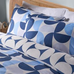 OHS Moroccan Abstract Microfibre Duvet Cover with Pillowcase Bedding Set in Navy - Size: Double - thumbnail 3
