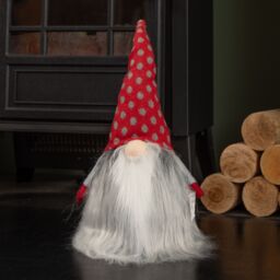 Samuel Alexander 34cm Festive Gonk Cuddly Santa Indoor Christmas Plush Decoration in Polka Dot Hat in Red - thumbnail 6