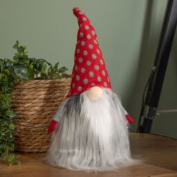 Samuel Alexander 34cm Festive Gonk Cuddly Santa Indoor Christmas Plush Decoration in Polka Dot Hat in Red - thumbnail 1