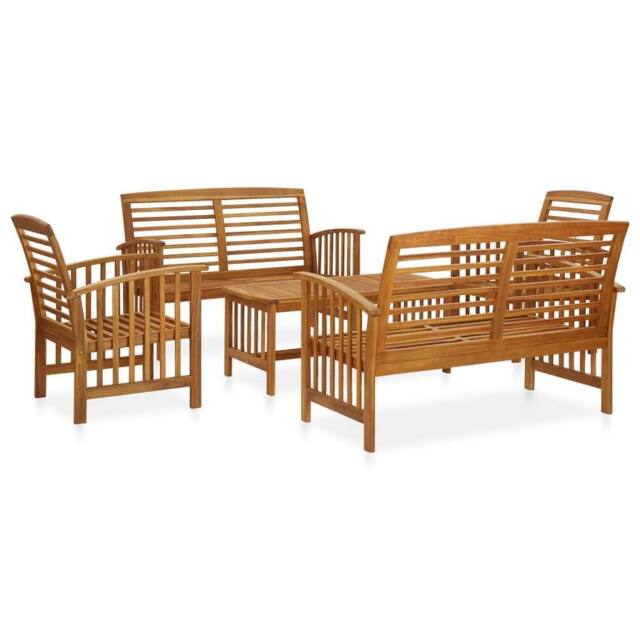 Berkfield Home 5 Piece Garden Lounge Set Solid Acacia Wood in Brown - image 1