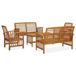 Berkfield Home 5 Piece Garden Lounge Set Solid Acacia Wood in Brown - thumbnail 1