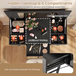 Costway Vanity Desk Flip Top Vanity Table with Mirror in Black - thumbnail 5