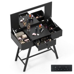 Costway Vanity Desk Flip Top Vanity Table with Mirror in Black - thumbnail 1