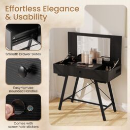 Costway Vanity Desk Flip Top Vanity Table with Mirror in Black - thumbnail 7