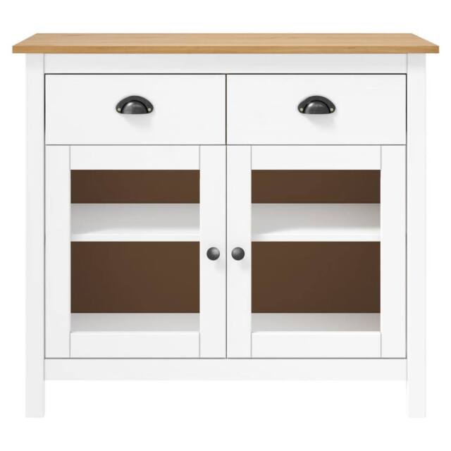 Berkfield Home Sideboard Hill White 90x40x80 cm Solid Pine Wood - Size: 90 x 40 x 80 cm - image 1