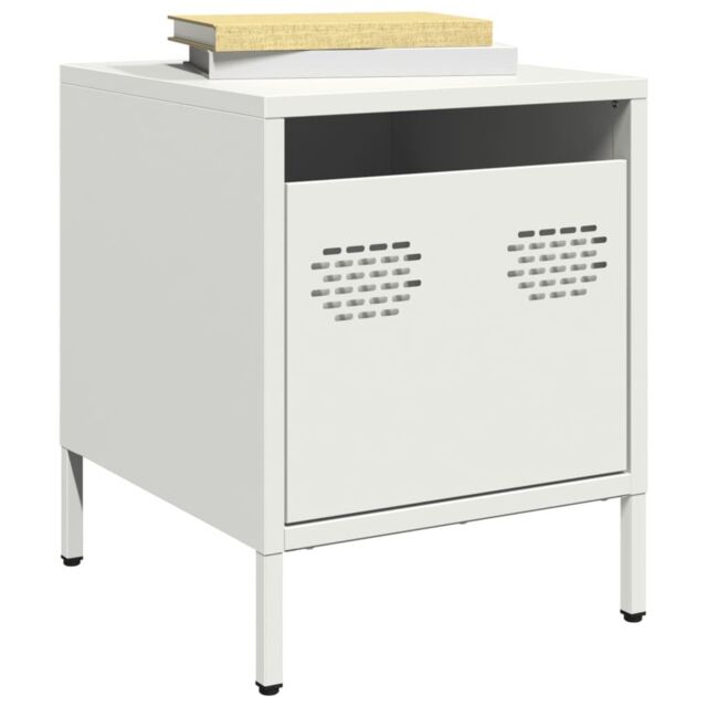 Berkfield Home Bedside Cabinet¬†White 35x39x43.5 cm Steel in White - image 1