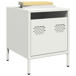 Berkfield Home Bedside Cabinet¬†White 35x39x43.5 cm Steel in White - thumbnail 1