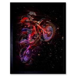 "Artery8 Electric Light Motocross Bike Home Decor 12x16"" Framed Wall Art Print in Red - Size: W12"" x H16""" - thumbnail 1