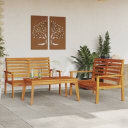 Berkfield Home Beautiful 3 Piece Garden Lounge Set Solid Wood Acacia in Brown - thumbnail 2