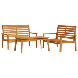 Berkfield Home Beautiful 3 Piece Garden Lounge Set Solid Wood Acacia in Brown - thumbnail 3