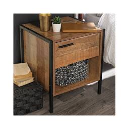 Lemon Pavilion Furniture Hoxton Bedside Cabinet - L40 x W43.8 x H50 cm - Distressed Oak Effect in Brown - Size: 1 Pack - thumbnail 2