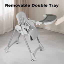 Dekko Baby High Chair 4 in 1 Foldable Toddler Feeding Table Adjustable in Grey - thumbnail 5
