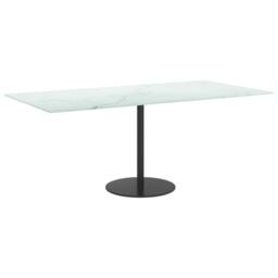 Berkfield Home Table Top White 100x50 cm 6mm Tempered Glass with Marble Design - thumbnail 5