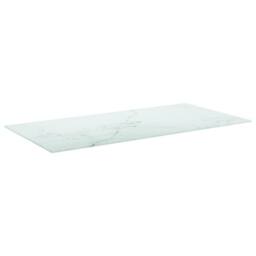 Berkfield Home Table Top White 100x50 cm 6mm Tempered Glass with Marble Design - thumbnail 2