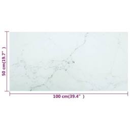 Berkfield Home Table Top White 100x50 cm 6mm Tempered Glass with Marble Design - thumbnail 6