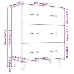 Berkfield Home Sideboard White 69.5x34x90 cm Engineered Wood - thumbnail 8