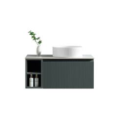 Bathroom Kingdom Flauto Smoked Sage Wall Hung Basin Vanity 800mm in Teal