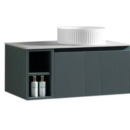 Bathroom Kingdom Flauto Smoked Sage Wall Hung Basin Vanity 800mm in Teal - thumbnail 2