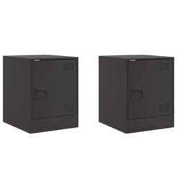 Berkfield Home Stylish Bedside Cabinets 2pcs Black 34.5x39x44 cm Steel - thumbnail 3