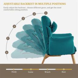 Kelvenix Blue Lazy Chair with Footstool Relax Lounge Chair Accent in Teal - thumbnail 3