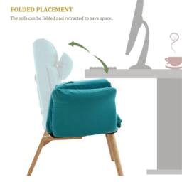 Kelvenix Blue Lazy Chair with Footstool Relax Lounge Chair Accent in Teal - thumbnail 2