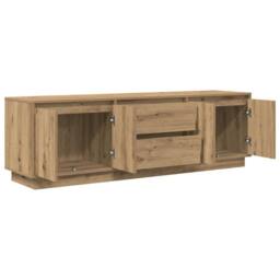 Berkfield Home TV Cabinet with LED Lights Artisan Oak 160.5x41x50 cm in Brown - thumbnail 6