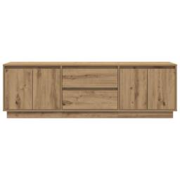 Berkfield Home TV Cabinet with LED Lights Artisan Oak 160.5x41x50 cm in Brown - thumbnail 7