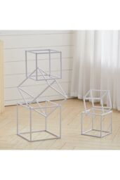 Living and Home Metal Flower Stand Rack for Wedding Decor 28cm*28cm*28cm in White - thumbnail 5