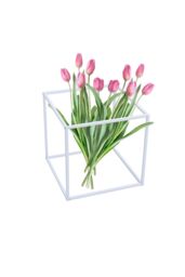 Living and Home Metal Flower Stand Rack for Wedding Decor 28cm*28cm*28cm in White - thumbnail 2