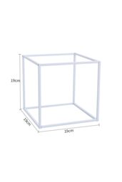 Living and Home Metal Flower Stand Rack for Wedding Decor 28cm*28cm*28cm in White - thumbnail 3