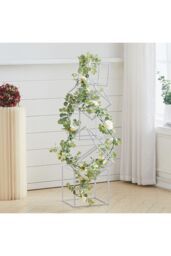Living and Home Metal Flower Stand Rack for Wedding Decor 28cm*28cm*28cm in White - thumbnail 4